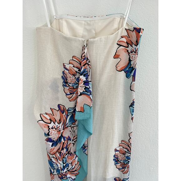 BCBG Floral Beach Strapless Maxi Dress Womens Sz 2 Vacation Coastal Fairy Whimsy - Picture 8 of 14